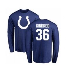 Football Indianapolis Colts #36 Derrick Kindred Royal Blue Name & Number Logo Long Sleeve T-Shirt