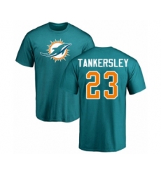 Football Miami Dolphins #23 Cordrea Tankersley Aqua Green Name & Number Logo T-Shirt