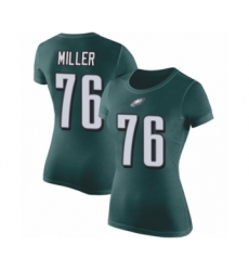 Women's Philadelphia Eagles #76 Shareef Miller Green Rush Pride Name & Number T-Shirt