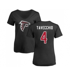 Football Women's Atlanta Falcons #4 Giorgio Tavecchio Black Name & Number Logo T-Shirt
