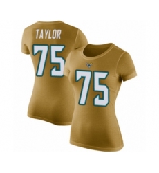 Football Women's Jacksonville Jaguars #75 Jawaan Taylor Gold Rush Pride Name & Number T-Shirt