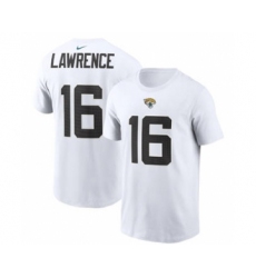 Men's Jacksonville Jaguars #16 Trevor Lawrence 2021 White Football Draft First Round Pick Player Name & Number Football T-Shirt