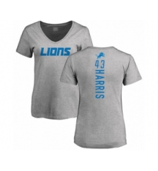 Football Women's Detroit Lions #43 Will Harris Ash Backer T-Shirt