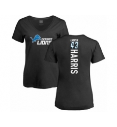 Football Women's Detroit Lions #43 Will Harris Black Backer T-Shirt