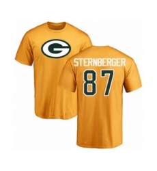 Football Green Bay Packers #87 Jace Sternberger Gold Name & Number Logo T-Shirt