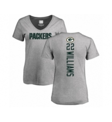 Football Women's Green Bay Packers #22 Dexter Williams Ash Backer V-Neck T-Shirt
