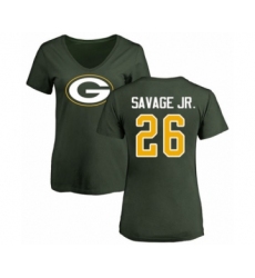 Football Women's Green Bay Packers #26 Darnell Savage Jr. Green Name & Number Logo T-Shirt