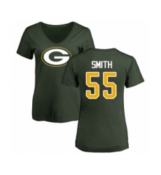 Football Women's Green Bay Packers #55 Za'Darius Smith Green Name & Number Logo T-Shirt