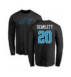 Football Carolina Panthers #20 Jordan Scarlett Black Name & Number Logo Long Sleeve T-Shirt