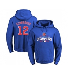 Cubs #12 Kyle Schwarber Blue 2016 World Series Champions Pullover MLB Hoodie