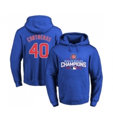 Cubs #40 Willson Contreras Blue 2016 World Series Champions Pullover MLB Hoodie
