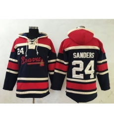 Men's Atlanta Braves #24 Deion Sanders Retired Navy Blue Stitched MLB Baseball Hoodie