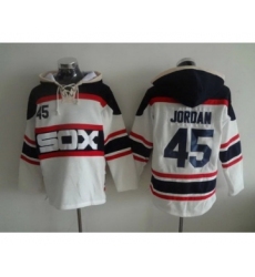 Men's Chicago White Sox #45 Michael Jordan White Pullover Hoodie