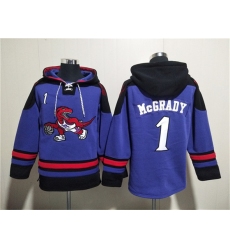 Men's Toronto Raptors #1 Tracy McGrady Purple Lace-Up Pullover Hoodie