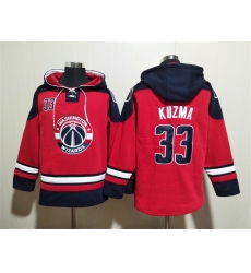 Men's Washington Wizards #33 Kyle Kuzma Red Navy Lace-Up Pullover Hoodie
