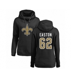 Football Women's New Orleans Saints #62 Nick Easton Black Name & Number Logo Pullover Hoodie