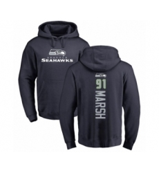 Football Seattle Seahawks #91 Cassius Marsh Navy Blue Backer Pullover Hoodie