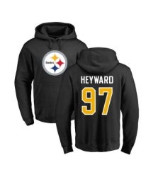 Football Pittsburgh Steelers #97 Cameron Heyward Black Name & Number Logo Pullover Hoodie