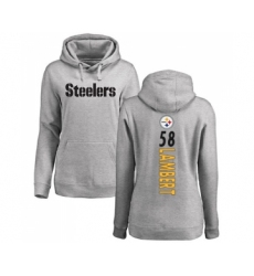 Football Women's Pittsburgh Steelers #58 Jack Lambert Ash Backer Pullover Hoodie