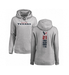 Football Women's Houston Texans #21 Bradley Roby Ash Backer Pullover Hoodie