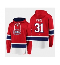 Men's Montreal Canadiens #31 Carey Price Red Ageless Must-Have Lace-Up Pullover Hoodie