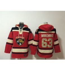 Men's Florida Panthers #63 Brad Marchand Red Lace-Up Pullover Hoodie