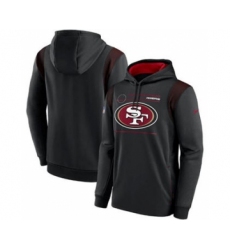 Men's San Francisco 49ers 2021 Black Sideline Logo Performance Pullover Hoodie