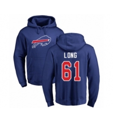 Football Buffalo Bills #61 Spencer Long Royal Blue Name & Number Logo Pullover Hoodie