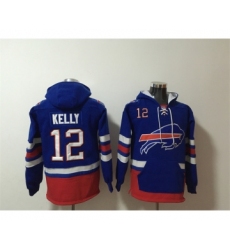 Men's Buffalo Bills #12 Jim Kelly Royal Ageless Must-Have Lace-Up Pullover Hoodie