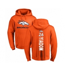 Football Denver Broncos #26 Isaac Yiadom Orange Backer Pullover Hoodie
