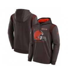 Men's Cleveland Browns 2021 Navy Sideline Logo Performance Pullover Hoodie