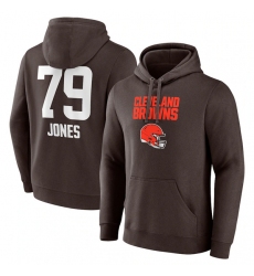 Men's Cleveland Browns #79 Dawand Jones Brown Team Wordmark Player Name & Number Pullover Hoodie