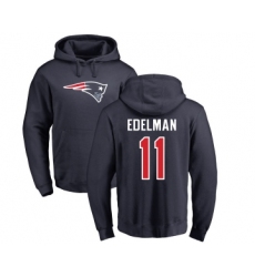 Football New England Patriots #11 Julian Edelman Navy Blue Name & Number Logo Pullover Hoodie