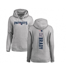 Football Women's New England Patriots #12 Tom Brady Ash Backer Pullover Hoodie