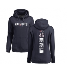 Football Women's New England Patriots #46 James Develin Navy Blue Backer Pullover Hoodie