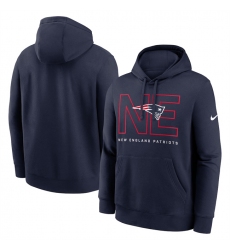 Men's New England Patriots Navy Busted Play Club Fleece Pullover Hoodie