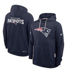 Men's New England Patriots Navy Sideline Standard Issue Initial Home Dri-FIT Pullover Hoodie