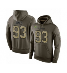 Football Los Angeles Chargers #93 Justin Jones Green Salute To Service Men's Pullover Hoodie