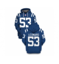 Men's Indianapolis Colts #53 Darius Leonard 2021 Blue Pullover Football Hoodie