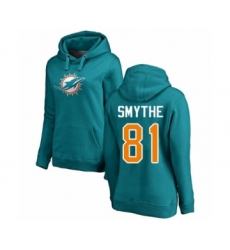 Football Miami Dolphins #81 Durham Smythe Aqua Green Backer Pullover Hoodie
