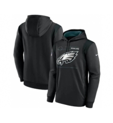 Men's Philadelphia Eagles 2021 Black Sideline Logo Performance Pullover Hoodie