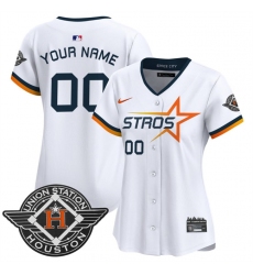 Women's Houston Astros Active Player Custom White 2025 City Connect Limited Stitched Baseball Jersey(Run Small)