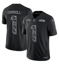 Men's Seattle Seahawks #1 Pete Carroll Black 2026 F.U.S.E. Salute to Service Limited Football Stitched Jersey