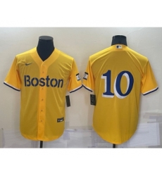 Men's Boston Red Sox #10 Trevor Story Gold 2021 City Connect Stitched Baseball Jersey