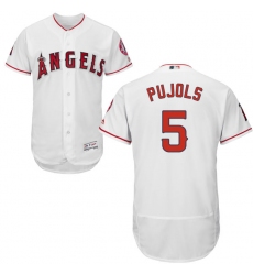 Men's Majestic Los Angeles Angels of Anaheim #5 Albert Pujols White Home Flex Base Authentic Collection MLB Jersey