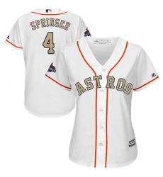 Women's Majestic Houston Astros #4 George Springer Authentic White 2018 Gold Program Cool Base MLB Jersey