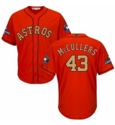 Youth Majestic Houston Astros #43 Lance McCullers Authentic Orange Alternate 2018 Gold Program Cool Base MLB Jersey
