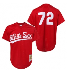 Men's Mitchell and Ness 1990 Chicago White Sox #72 Carlton Fisk Replica Red Throwback MLB Jersey