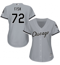Women's Majestic Chicago White Sox #72 Carlton Fisk Replica Grey Road Cool Base MLB Jersey