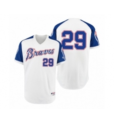 Youth Braves #29 John Smoltz White 1974 Turn Back the Clock Authentic Jersey